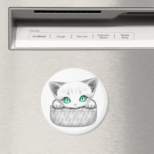 Aimant Cute de chat et pointe joueuse à partir d'une poch (In Situ (Lave-vaisselle))
