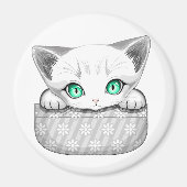 Aimant Cute de chat et pointe joueuse à partir d'une poch (Devant)