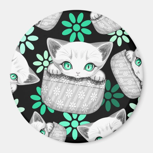 Aimant Cute de chat et pointe joueuse à partir d'une poch (Devant)