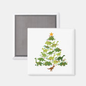 Aimant Cute Dino Christmas Tree Merry Dinomas Xmas Lights (Recto/Verso)