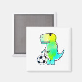 Aimant Cute Dinosaur Aime Le Football Aquarelle (Recto/Verso)