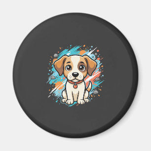 Aimant Cute Dog Paint Splash Vector Art_1