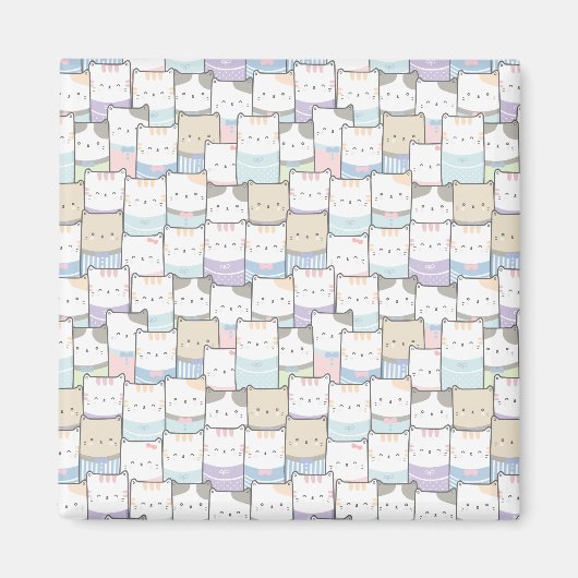 Aimant Cute Doodle Kitten Visages Motif (Devant)