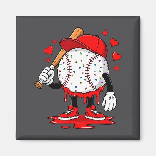 Aimant Cute Dripng Baseball Lover Valentines Day Boys Kid (Devant)