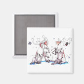 Aimant Cute Drôle Chant Caribou de Noël Conçu (Recto/Verso)