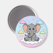 Aimant Cute Elephant on Cloud - I'm Ele-Fun-t Pun (Recto/Verso)