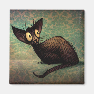 Aimant Cute et drôle Black Oriental Cat Art
