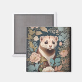 Aimant Cute Ferret Elégant Pastel Floral Garden (Recto/Verso)