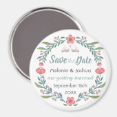 Aimant Cute Floral et Dove Wreath Enregistrer la date (Recto/Verso)