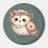 Aimant Cute Floral Owl with Bow (Devant)