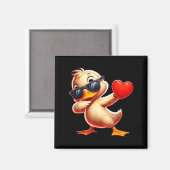 Aimant Cute Funny Cool Duck Dabbing Heart Valentines Day (Recto/Verso)