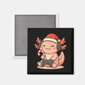 Aimant Cute Gamer Axolotl Christmas Design  (Recto/Verso)