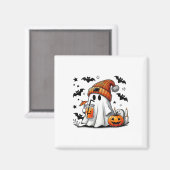 Aimant Cute Ghost Boire Café Halloween Ghost Ice Cof (Recto/Verso)