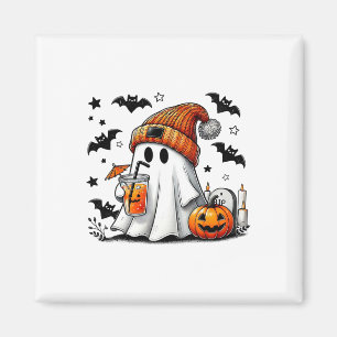 Aimant Cute Ghost Boire Café Halloween Ghost Ice Cof