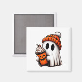 Aimant Cute Ghost Boire Café Halloween Ghost Ice Cof (Recto/Verso)
