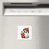 Aimant Cute Ghost Boire Café Halloween Ghost Ice Cof (In Situ (Lave-vaisselle))