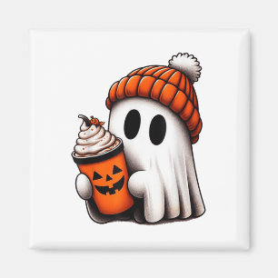 Aimant Cute Ghost Boire Café Halloween Ghost Ice Cof
