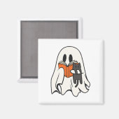 Aimant Cute Ghost Chat Lecture Livre Saison Éffrayante Ha (Recto/Verso)