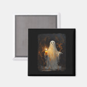 Aimant Cute Ghost Holding bougie Fun Halloween Gothique V (Recto/Verso)