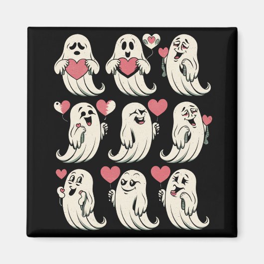 Aimant Cute Ghost Lover Coeur Valentines Jour Drôle Coupl (Devant)