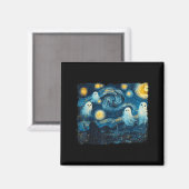 Aimant Cute Ghost Starry Night Halloween Soky Retro Van G (Recto/Verso)