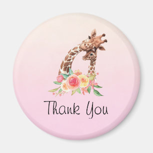 Aimant Cute Giraffe Aquarelle Maman & Baby Merci
