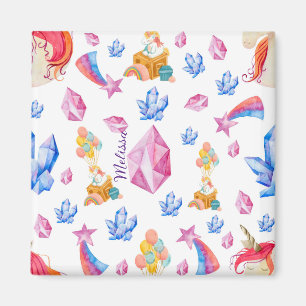 Aimant Cute Girly Pink Nom Unicorne personnalisée