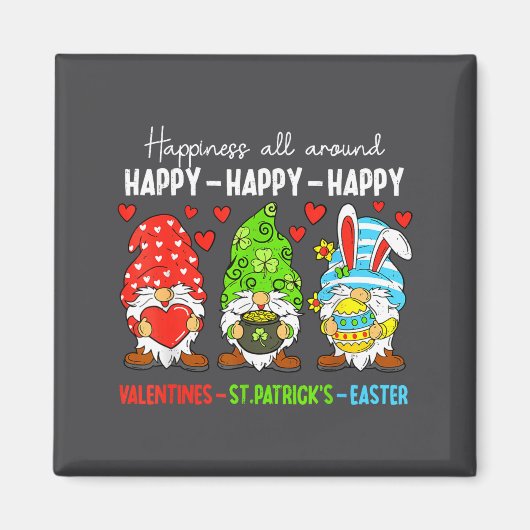 Aimant Cute Gnome Happy Valentines St Patricks Easter Hol (Devant)