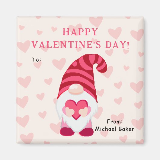Aimant Cute Gnome Holding Heart Classroom Saint-Valentin (Devant)
