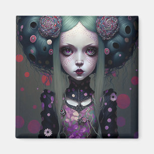 Aimant Cute Goth Girl Purple Black Imaginaire Art