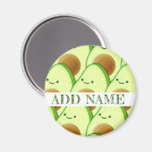 Aimant Cute Green Avocado partout sur le dessin Nom perso (Recto/Verso)