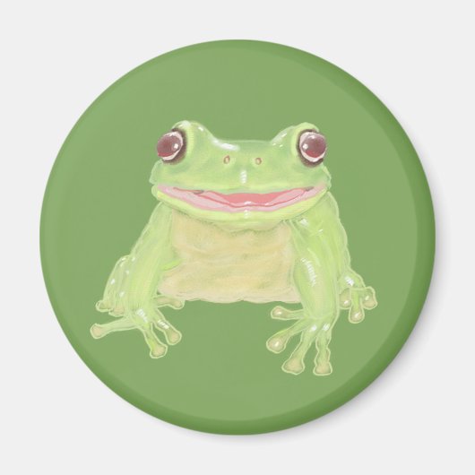 Aimant Cute Green Tree Frog - transparent. (Devant)