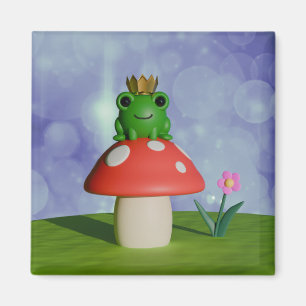 Aimant Cute grenouille caricaturale portant une couronne