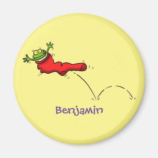 Aimant Cute grenouille dans une chaussette rouge saut de (Devant)