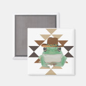 Aimant Cute Grenouille Occidentale Avec Casquette Cowboy (Recto/Verso)