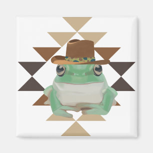 Aimant Cute Grenouille Occidentale Avec Casquette Cowboy