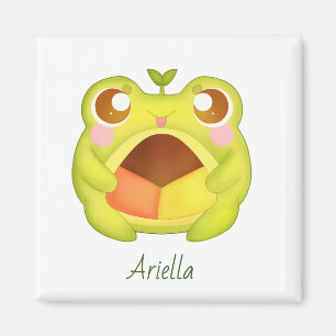 Aimant Cute Grenouille verte tenant le biscuit Polvoron m