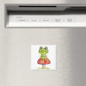 Aimant Cute Grenouille verte Whimsical sur Toadstool (In Situ (Lave-vaisselle))
