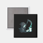 Aimant Cute Grim Reaper Squelette Avec Chat Ghost Kawaii (Recto/Verso)
