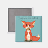 Aimant Cute Gros Gros Renard Oeil Manger Un Cookie (Recto/Verso)