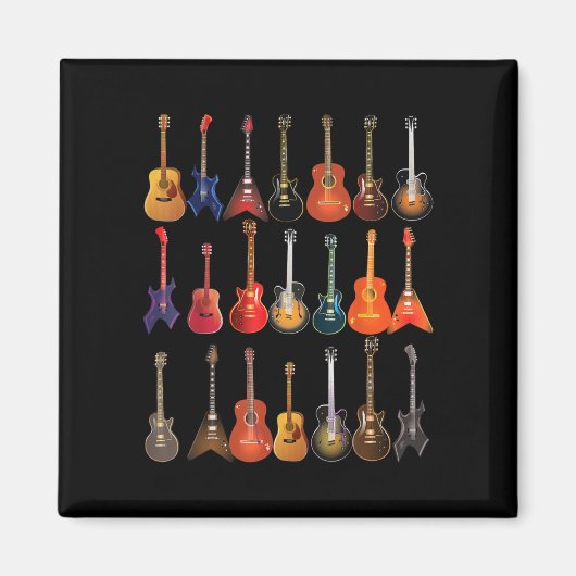 Aimant Cute Guitar Rock and Roll Musical Instruments (Devant)