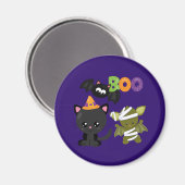 Aimant Cute Halloween Chat, chauve-souris et maman Boo (Recto/Verso)
