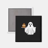 Aimant Cute Halloween Ghost Holding Citrouille Cupcake Po (Recto/Verso)