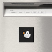 Aimant Cute Halloween Ghost Holding Citrouille Cupcake Po (In Situ (Lave-vaisselle))