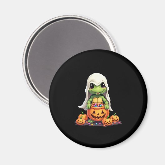 Aimant Cute Halloween Turtle Ghost avec bonbon (1) (Recto/Verso)
