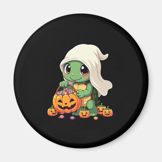 Aimant Cute Halloween Turtle Ghost avec bonbon (3) (Devant)