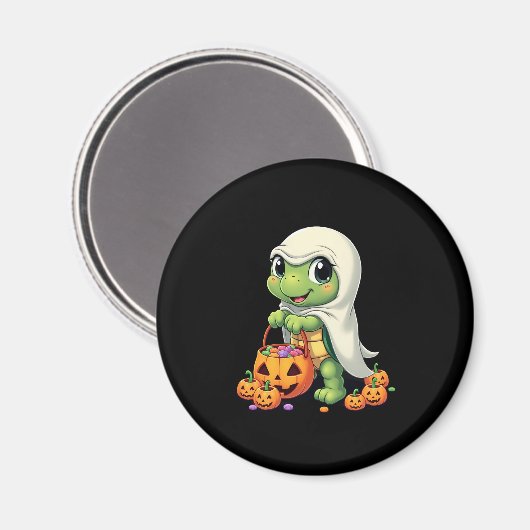 Aimant Cute Halloween Turtle Ghost avec bonbon (4) (Recto/Verso)