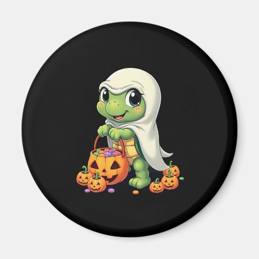 Aimant Cute Halloween Turtle Ghost avec bonbon (4) (Devant)