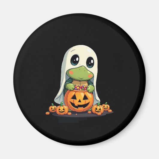 Aimant Cute Halloween Turtle Ghost avec bonbon (5) (Devant)