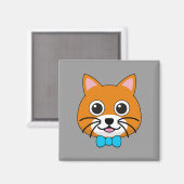 Aimant Cute Happy Ginger Cat avec Papillon (Recto/Verso)